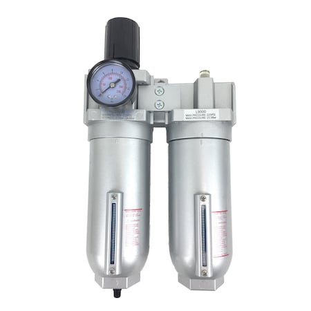 All Tool Depot 1" NPT SUPER DUTY 2 Stages Filter Regulator Lubricator Oiler Combo Piggyback (AUTO DRAIN) FRL928NA